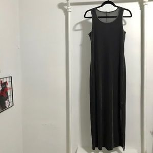 Velour Charcoal Maxi Dress With Slit